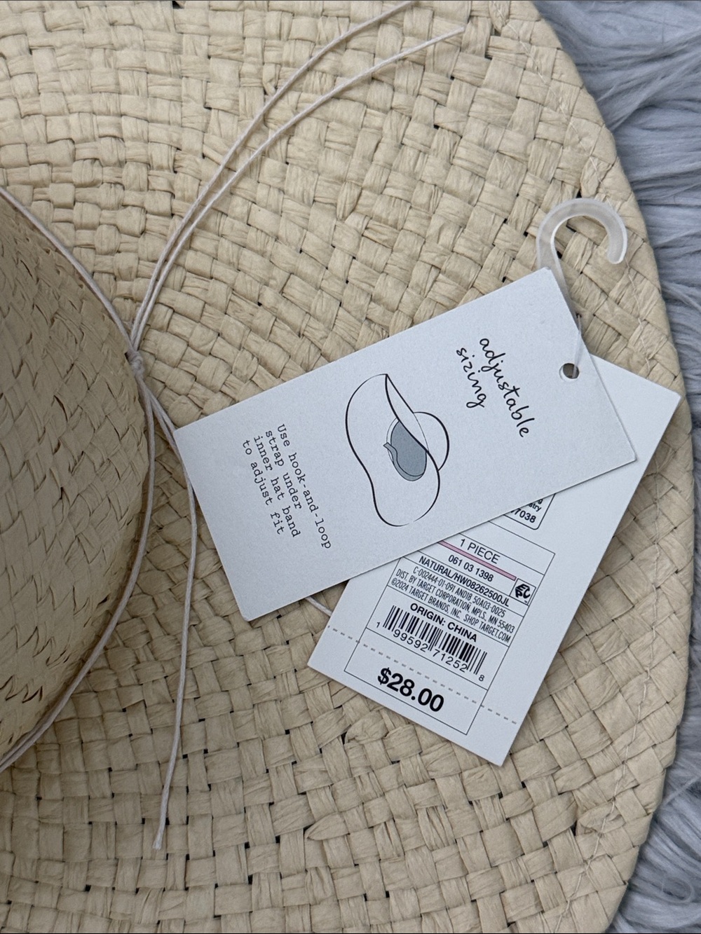 Universal Thread Straw Wide-Brim Boater Hat with Shell Band NWT - Picture 5 of 7